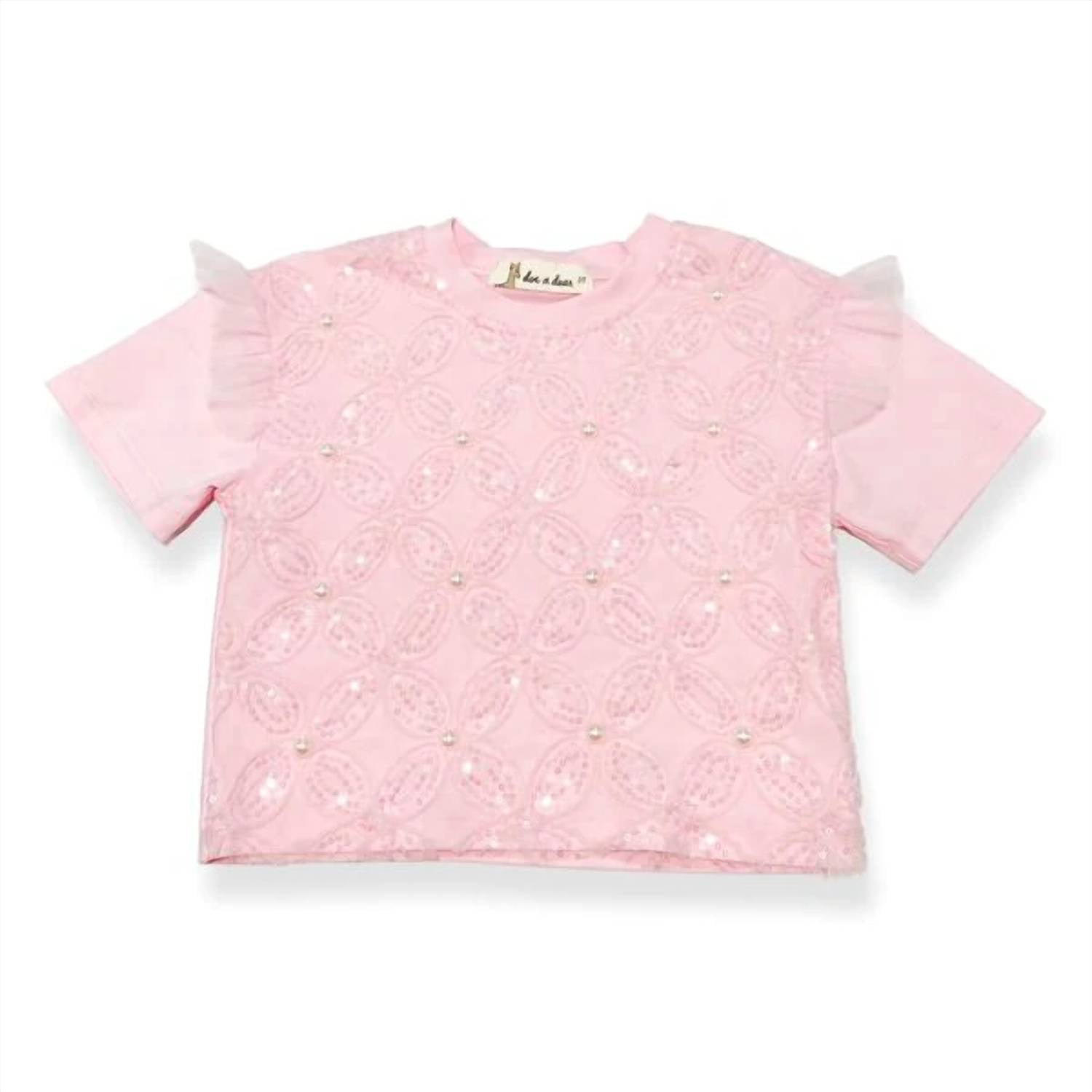 Doe A Dear - Kid's Sequin Floral Mesh Tee