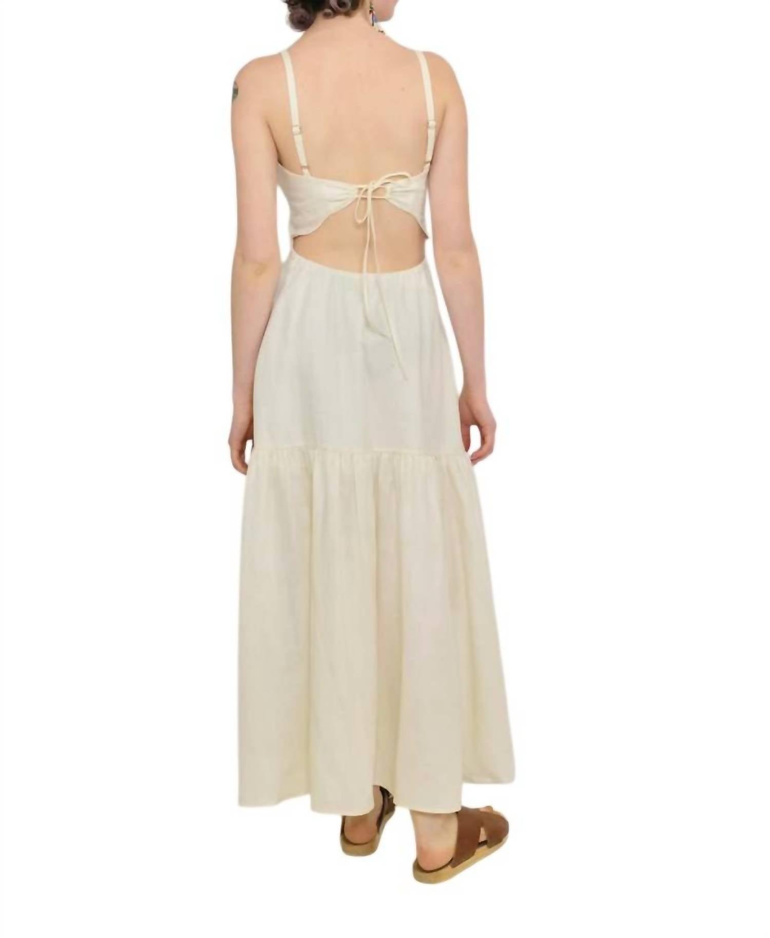 Peony Tie Back Midi Dress in gardenia - women's dress - view 4