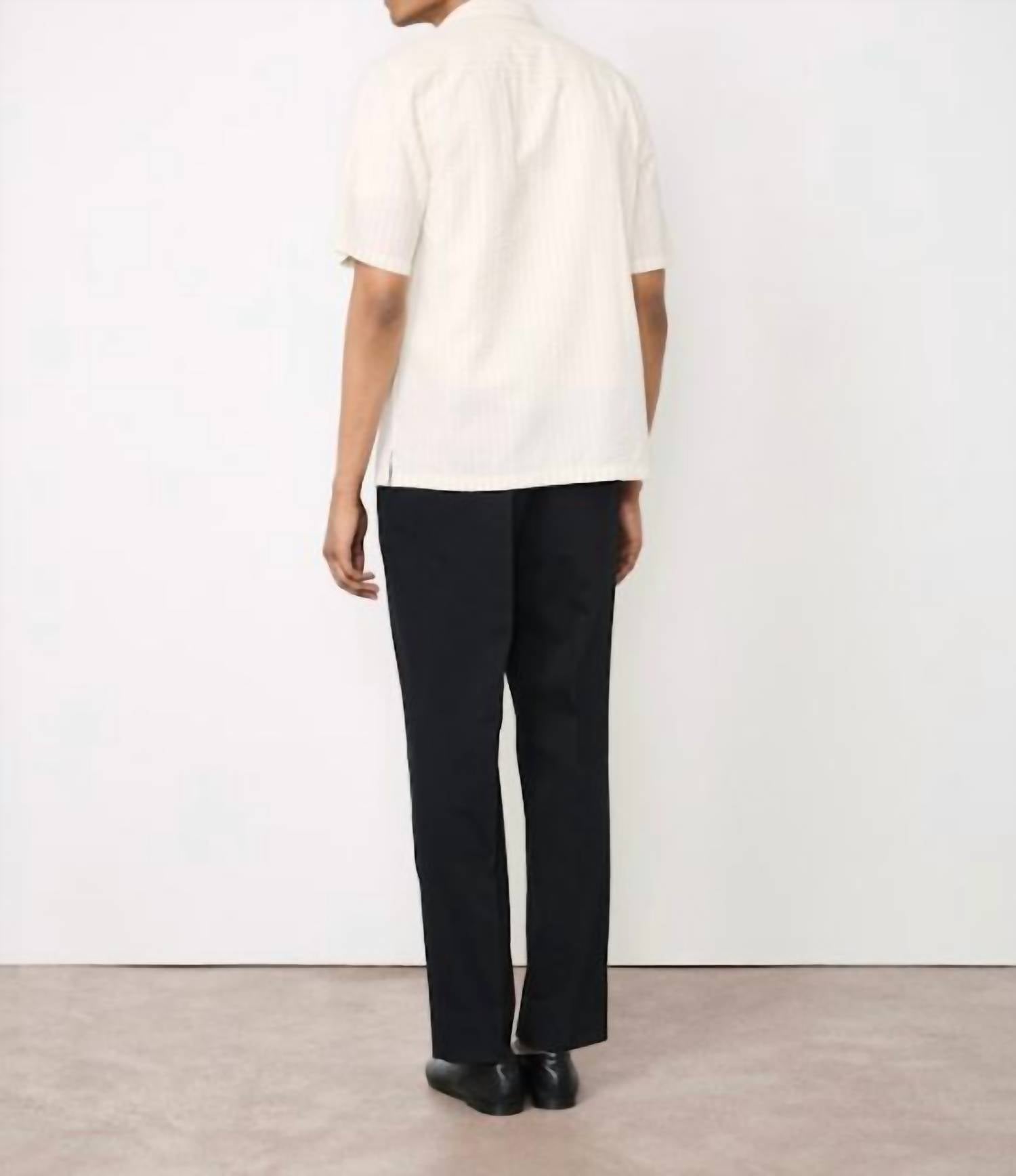 Officine Générale Eren Seersucker Shirt in cream - men's shirt - view 4
