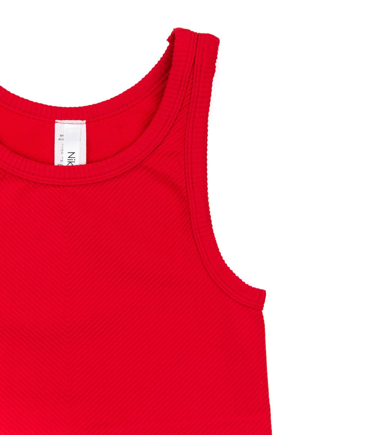 Nikibiki Junior Women's Sawyer Chevron Highneck Crop Top in red - women's shirt - alternate view