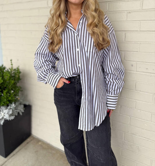 Olivaceous - Mayra Stripe Button Down Shirt