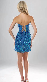 Jovani - Ashlyn Sequin Paillette Strapless Mini Dress