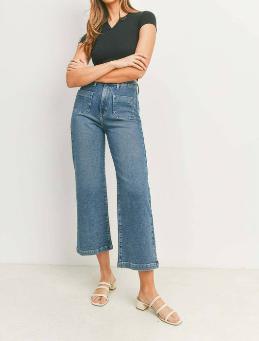 Just Black Denim - High Rise Patch Pocket Wide Leg Jeans