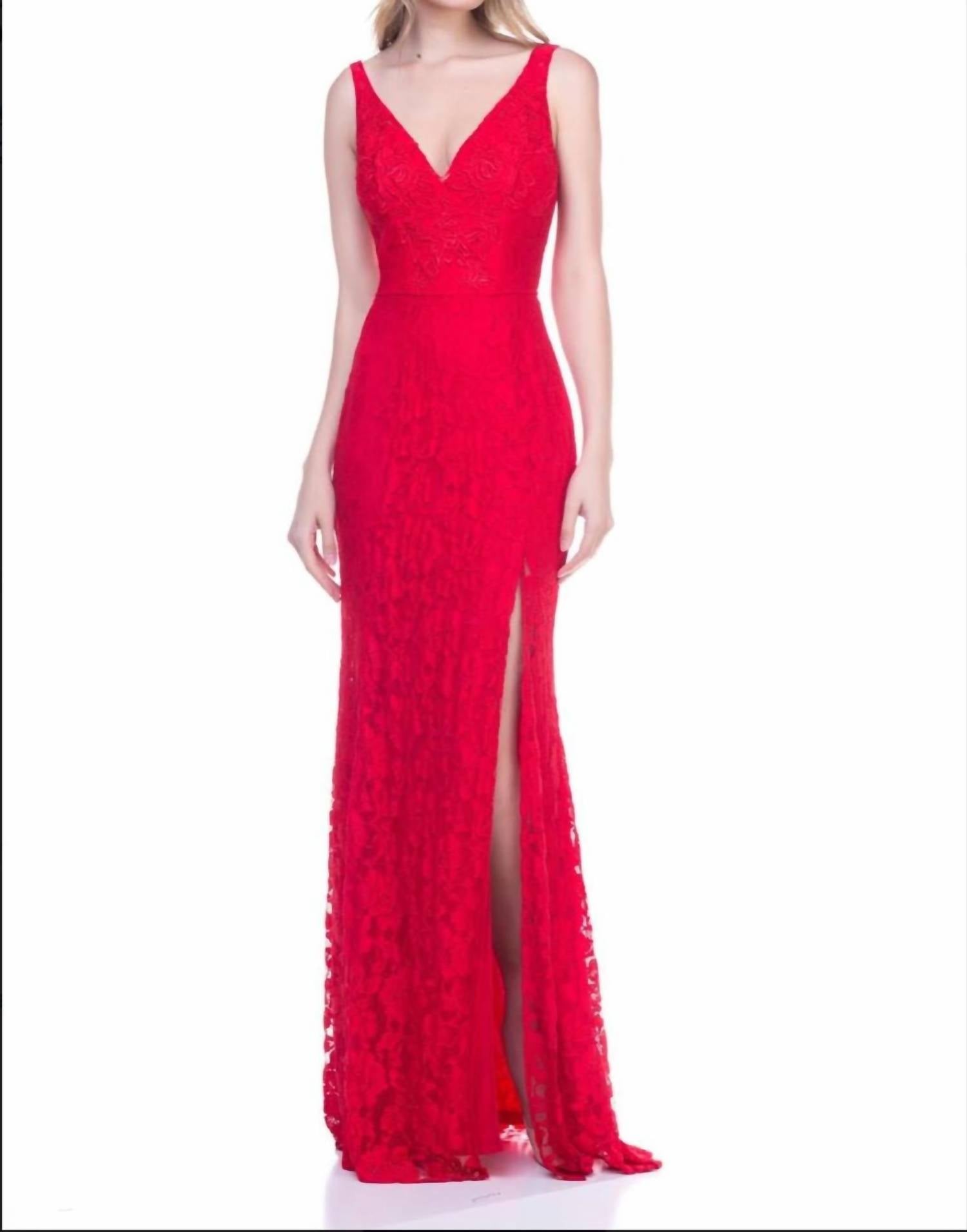 Red Lace Long Dress
