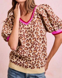 Bibi - Confident Cat Puff Sleeve Sweater