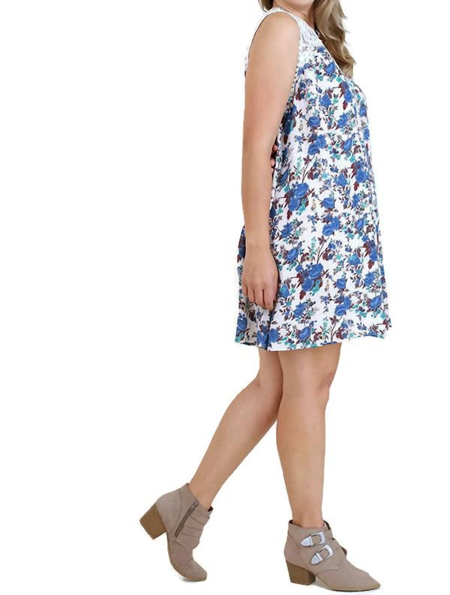 Umgee - Floral & Lace Sleeveless Dress