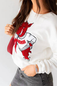 Gameday Social - Women's Arkansas Mascot Comfort Crew Sweatshirt