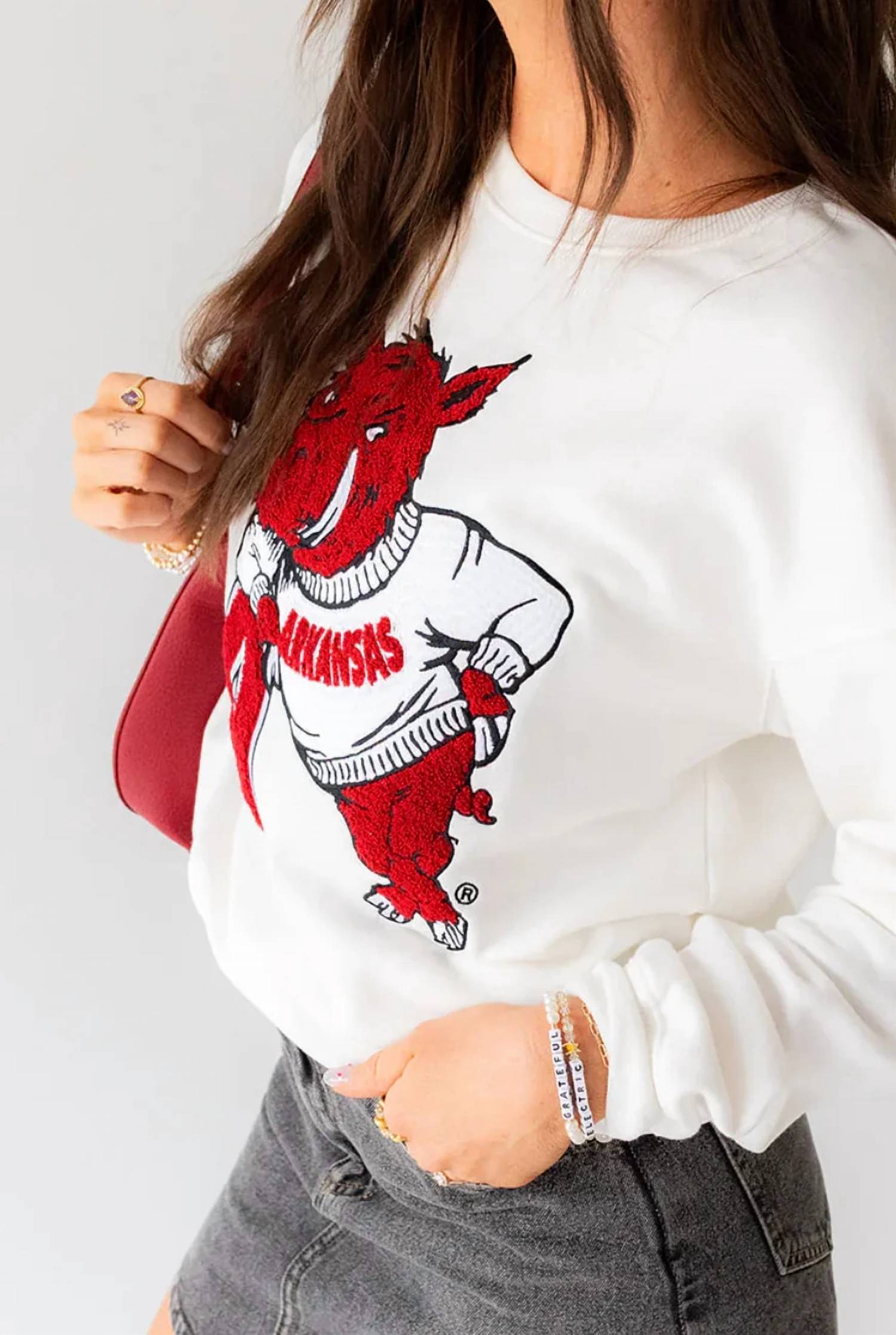 Gameday Social - Women's Arkansas Mascot Comfort Crew Sweatshirt