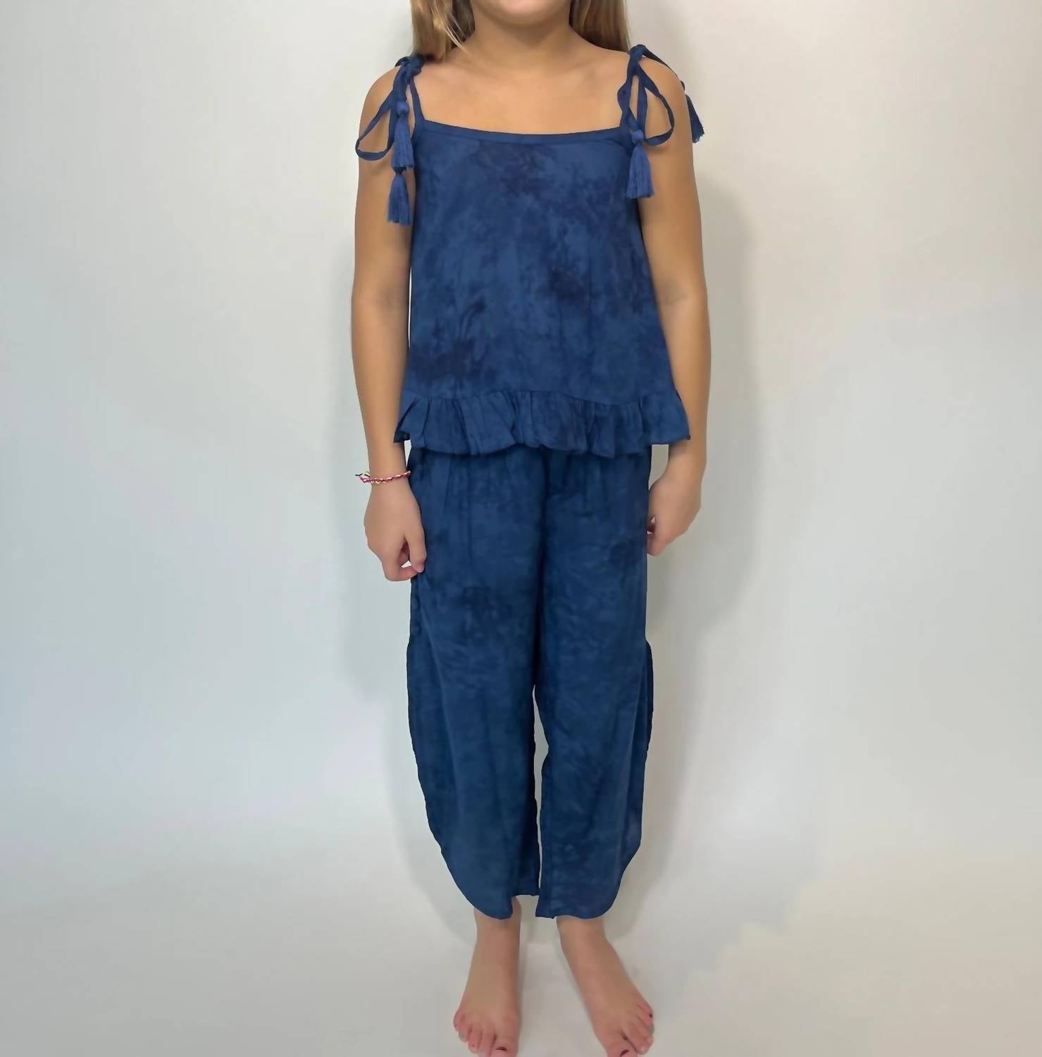 Khush Girls Sky Pants in hazy navy - kids' joggers