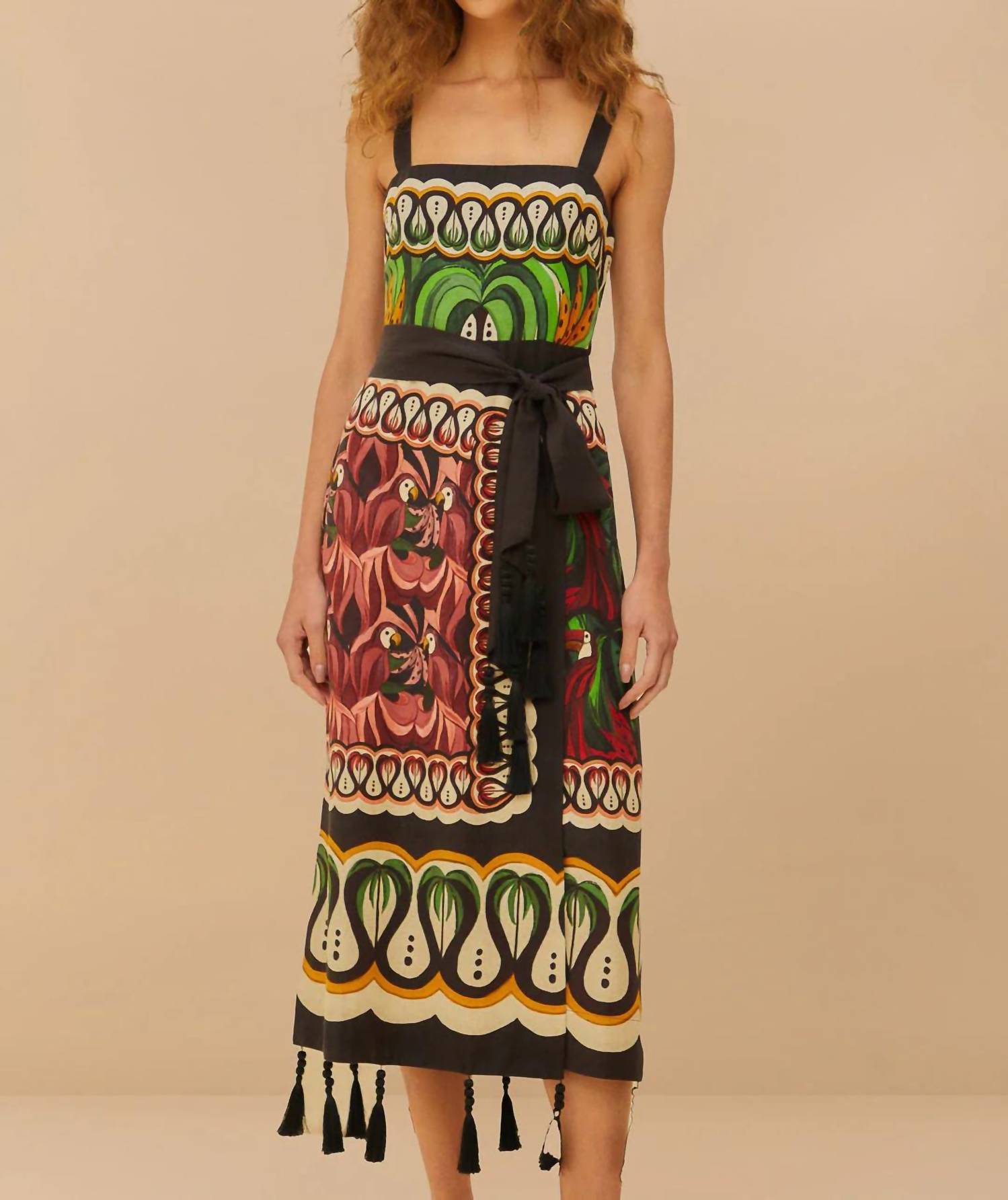 Farm Rio - Coconut Tree Flow Scarf Midi Dress