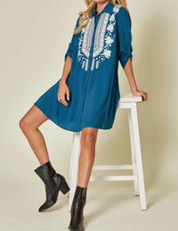 Andree By Unit - Embroidered Paisley Shirt Dress