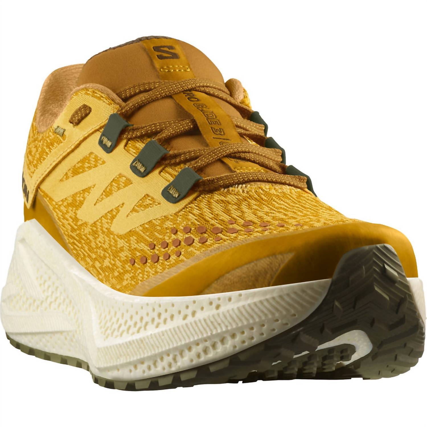 SALOMON Men's Aero Glide 3 Grvl Running Shoes in spicy mustard vanilla ice deep lechen green - men's shoe - alternate view