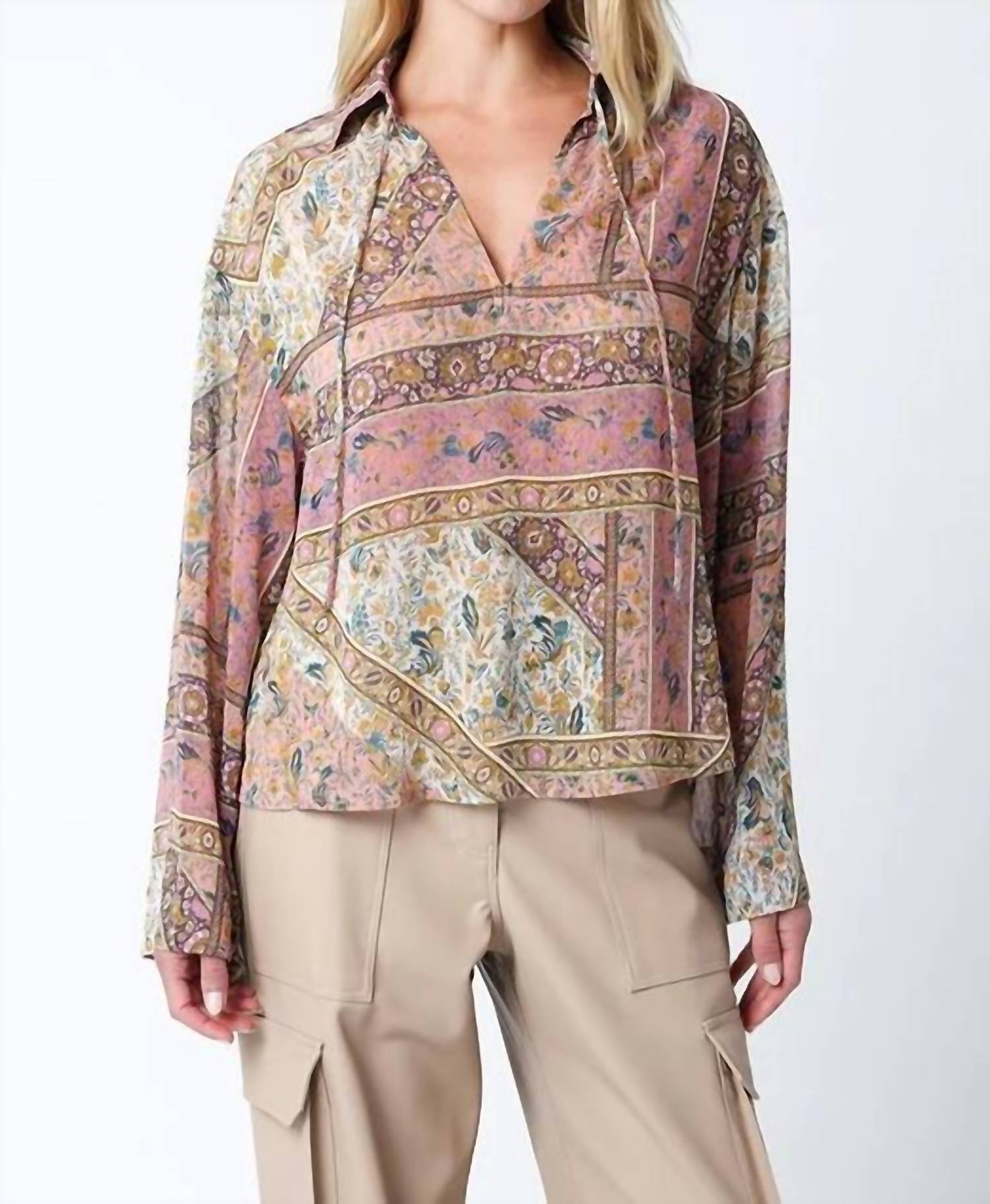 Olivaceous - Kirelle V-neck Blouse