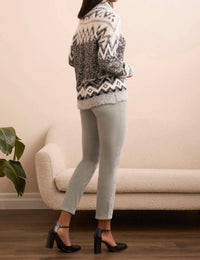 Tribal - Fuzzy Yarn Intarsia Turtleneck Sweater