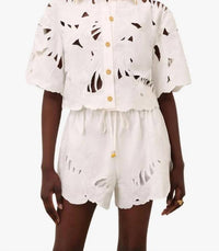 Zimmermann - Women's Mahon Embroidered Crop Shirt