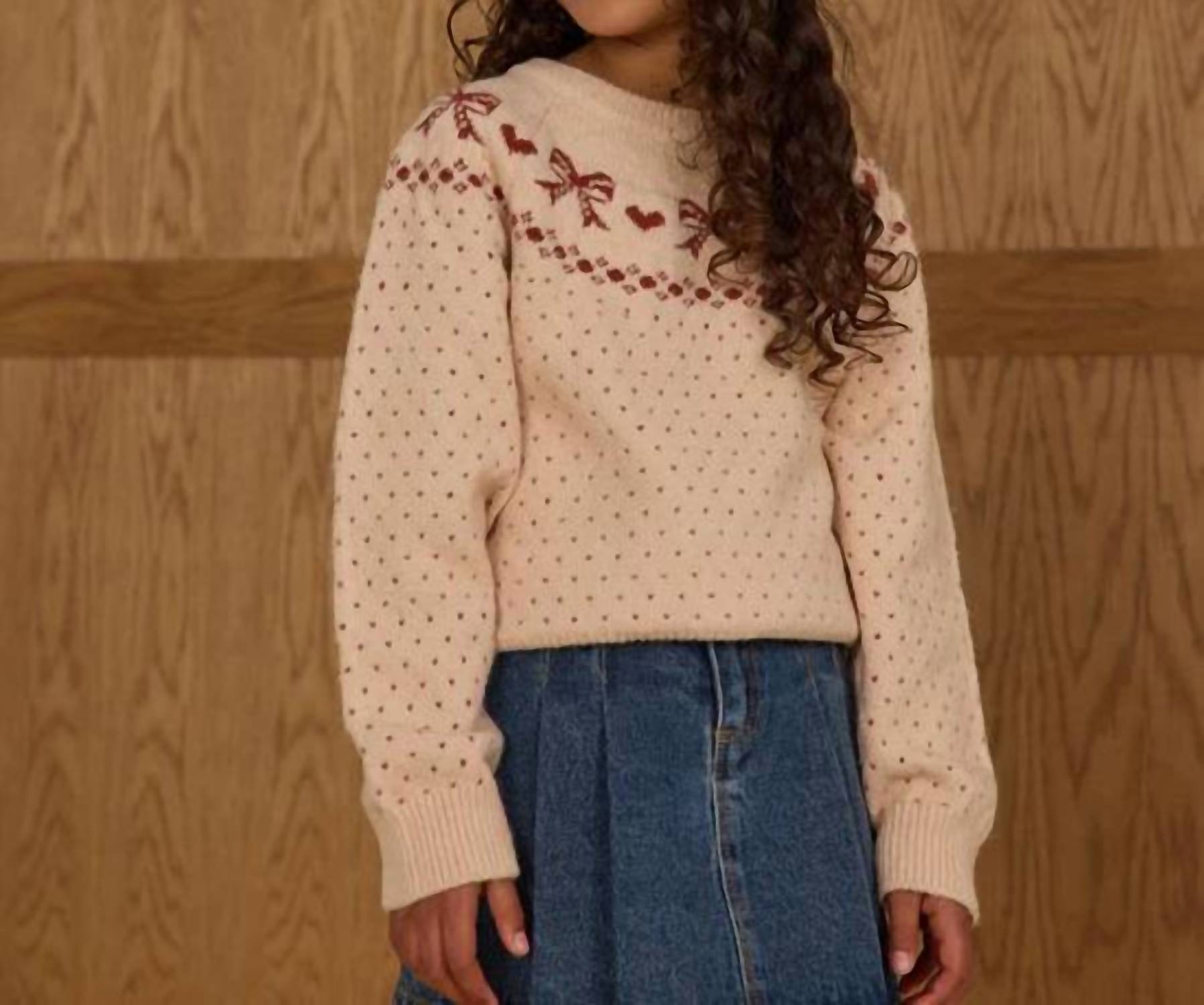 Rylee + Cru Fair Isle Sweater in beige - kids' sweater