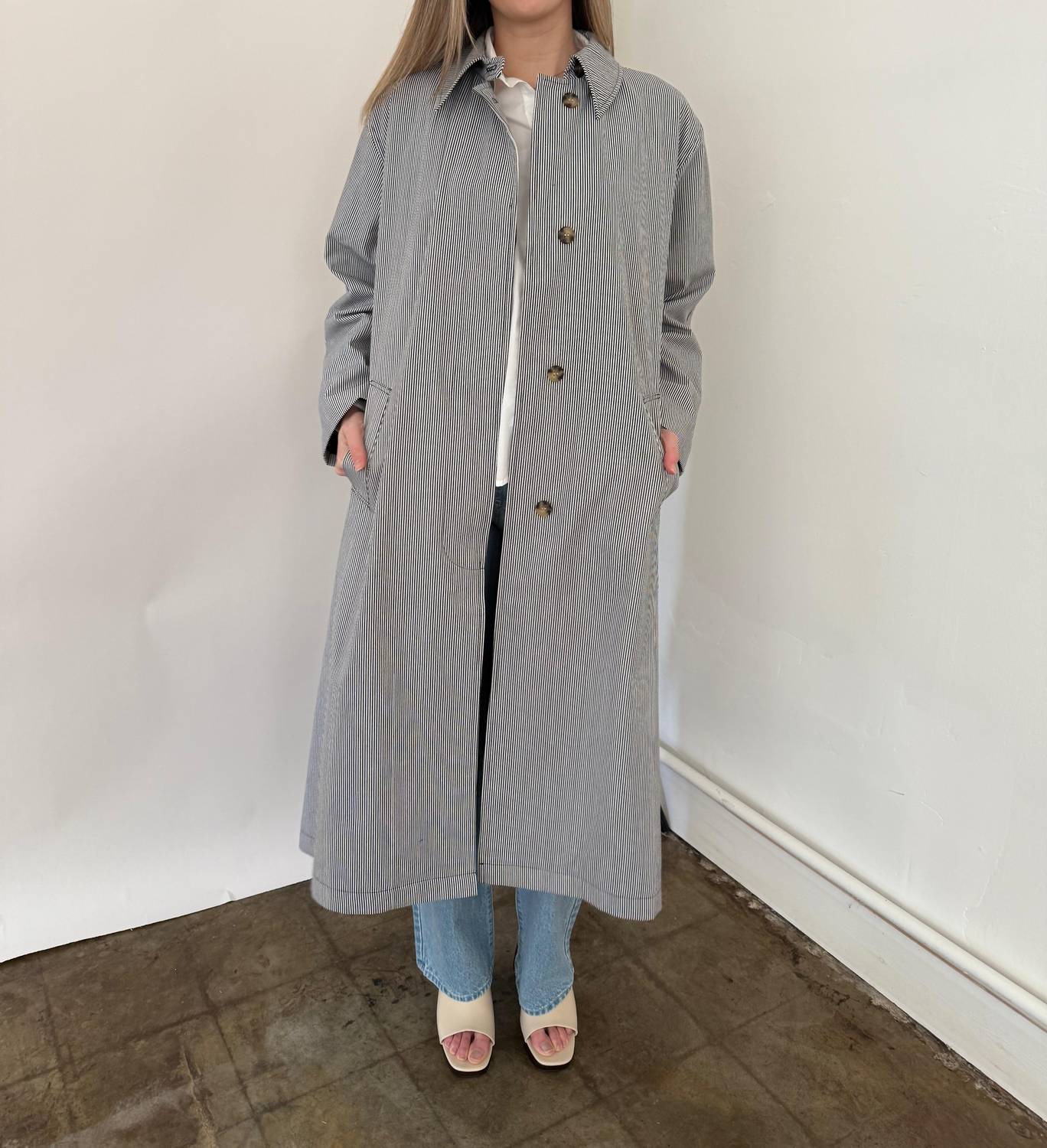 Frnch - Nelcy Pinstripe Buttoned Trench Coat