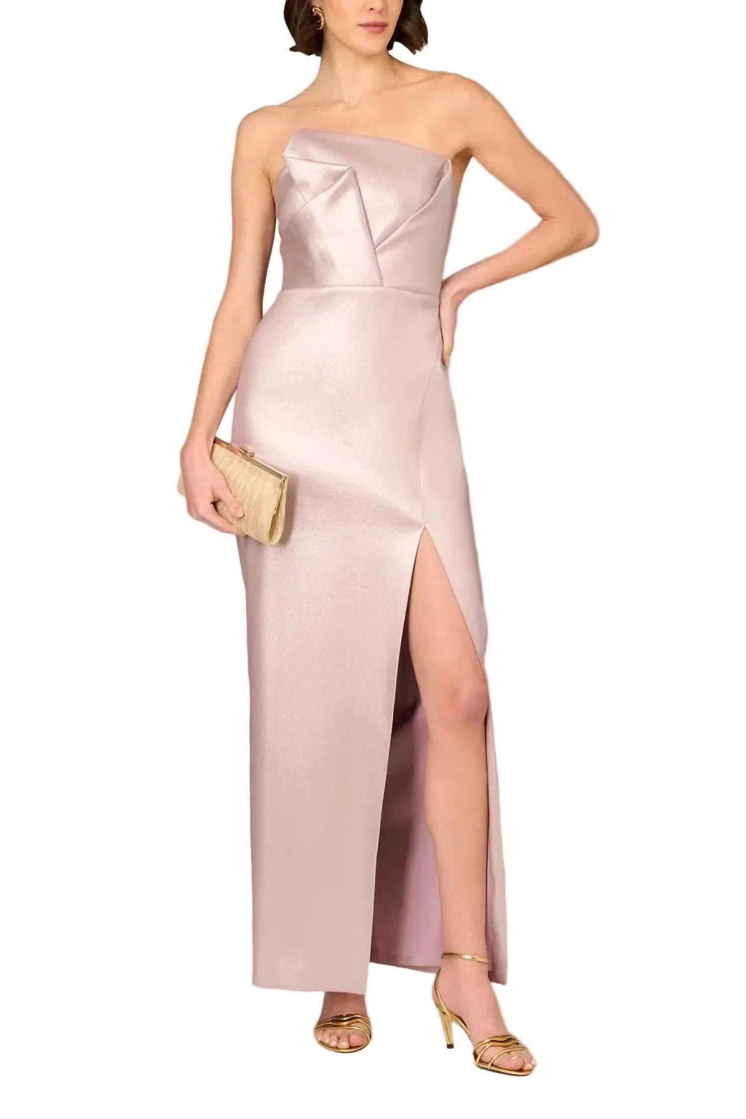 Aidan Mattox - Strapless Draped Foil Mikado Gown