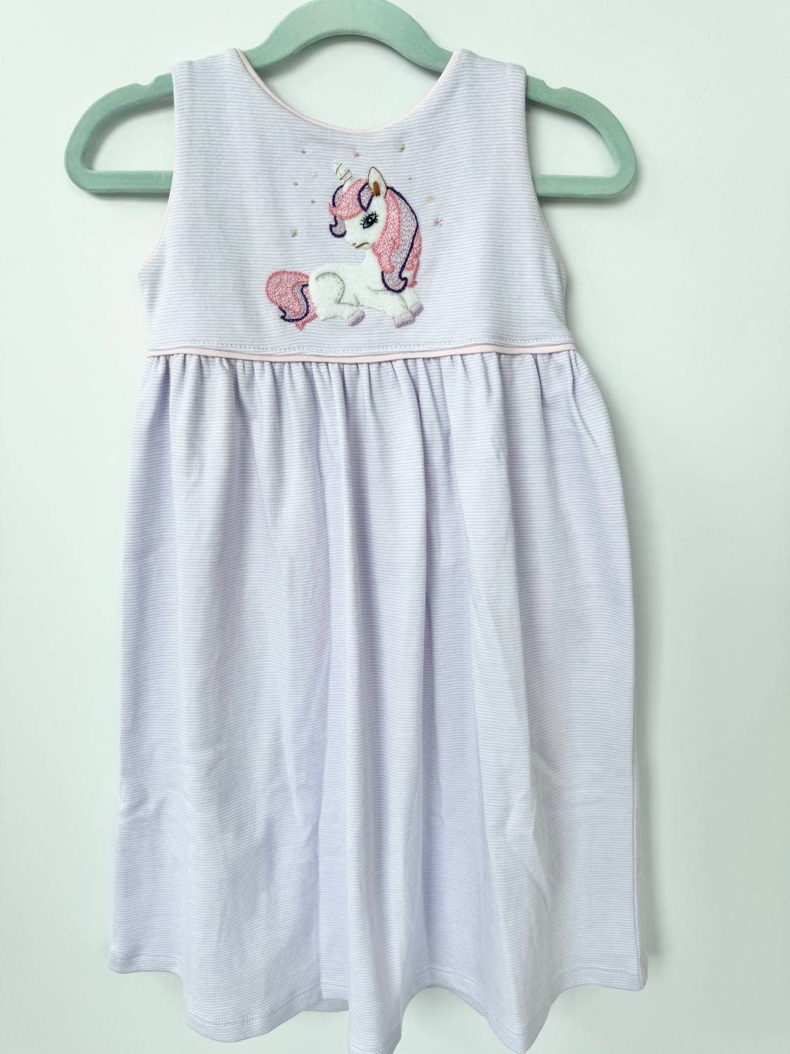 SQUIGGLES Girls Sassy Unicorn Button Back Dress in lavender - kids' dress