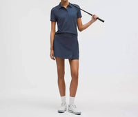 lululemon Swiftly Open-knit Golf Polo in club blue - women's t-shirt - alternate view