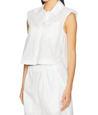 SIMKHAI Winslow Cropped Shirt in white - women's shirt - detail view