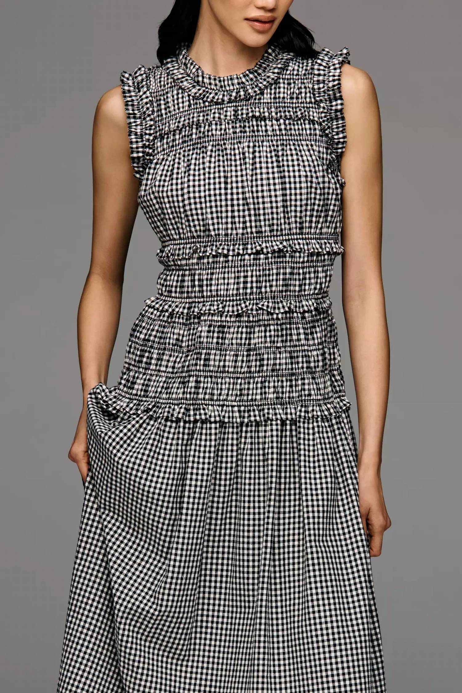 Raisonnel - Gingham Sleeveless Smocked Maxi Dress