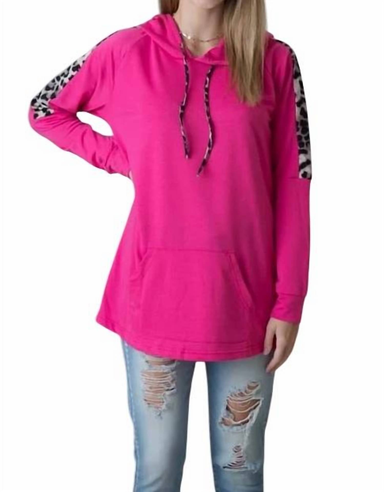 Shirley Stone - Leopard Trimmed Hoodie