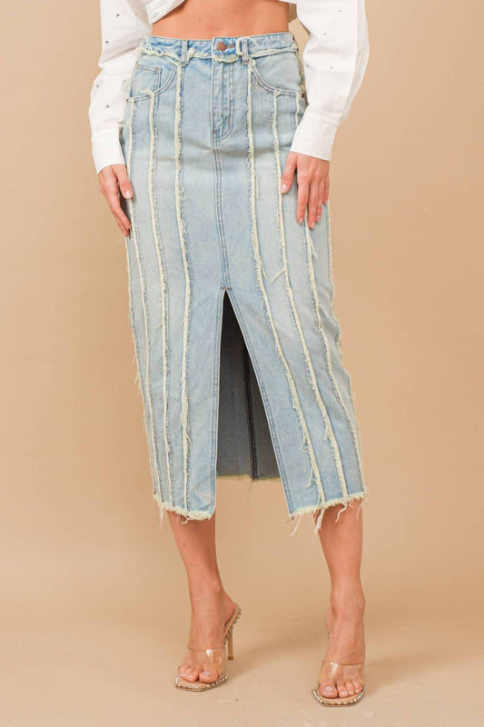 Blue B - Distressed Maxi Denim Skirt