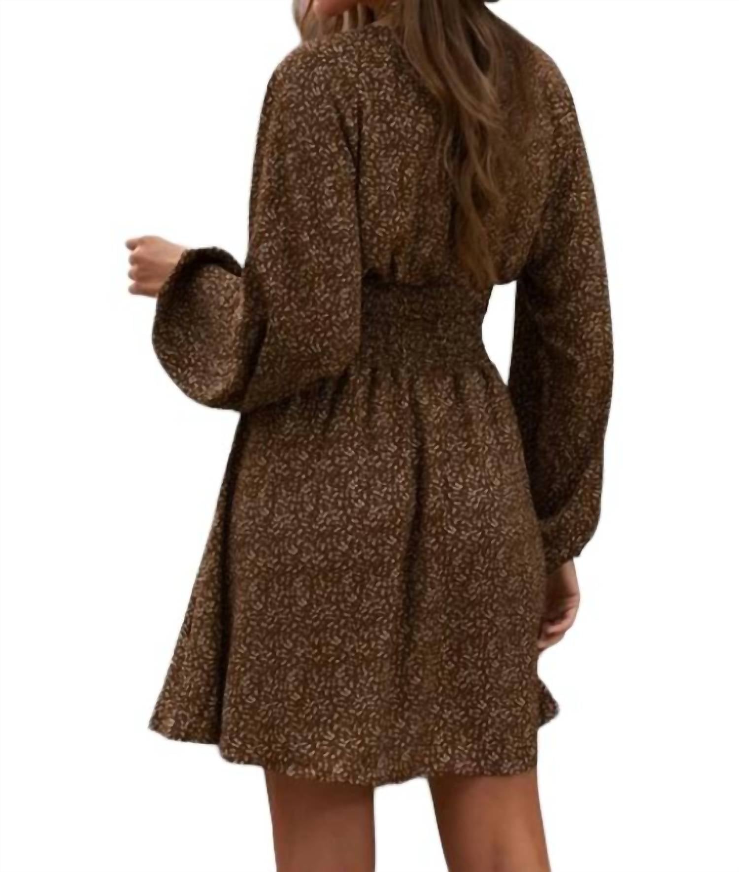 Shiying - Balloon Sleeve Smocked Waist Dress