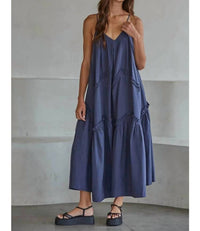 By Together - Gabriella V Neck Ruffle Trim Maxi Dress