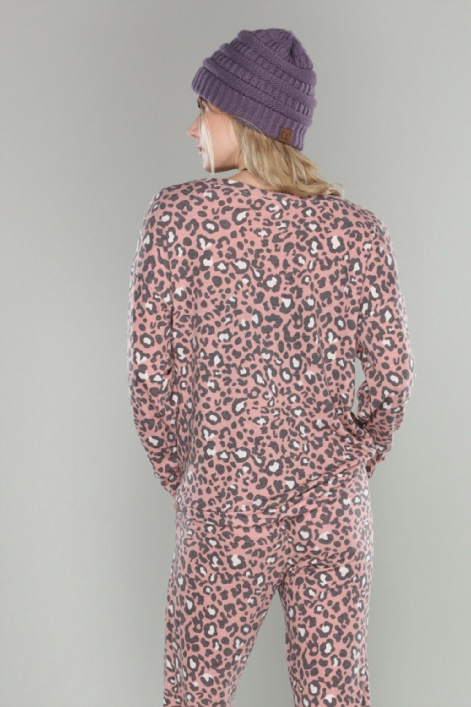 Celeste - Leopard print oversize knit top