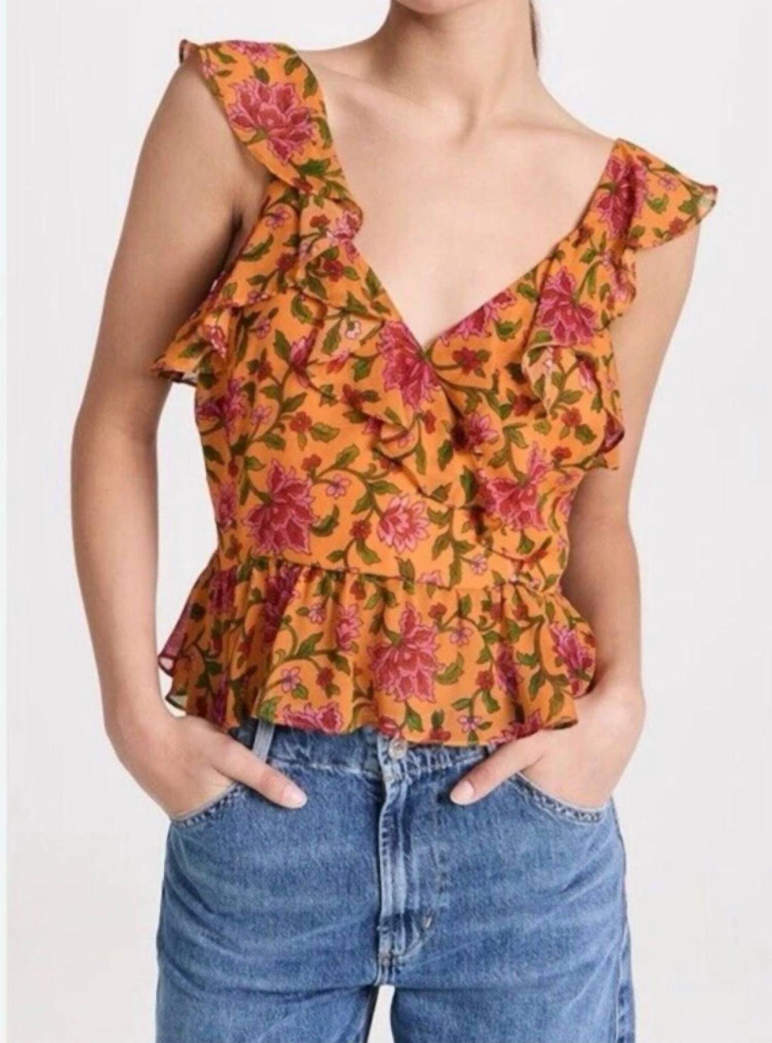 Veronica Beard - Randa Ruffle Floral Silk Top