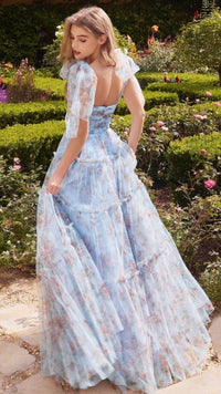 Andrea & Leo Couture Layered Tulle Gown in blue - women's dress - alternate view