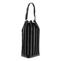 Saint Laurent - Women's Canvas Leather Trim Oversized Drawstring Bucket Bag