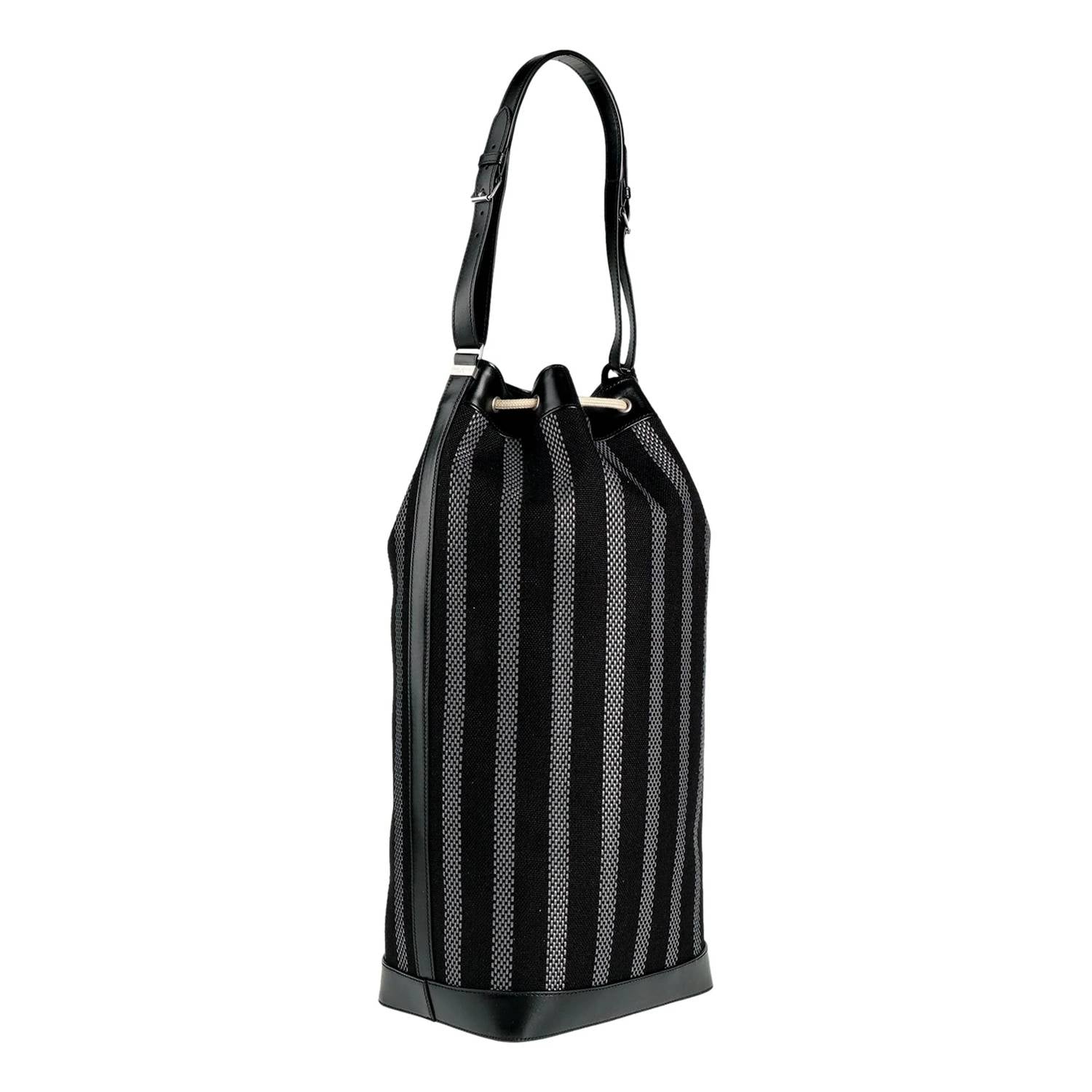 Saint Laurent - Women's Canvas Leather Trim Oversized Drawstring Bucket Bag