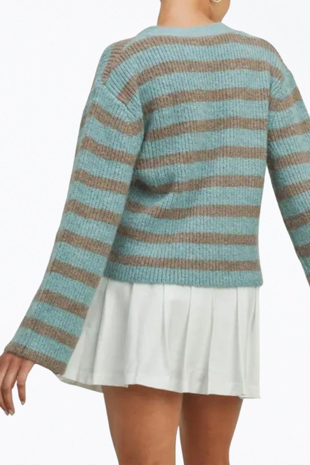 CROPPED HIGH-LOW STRIPED CARDIGAN