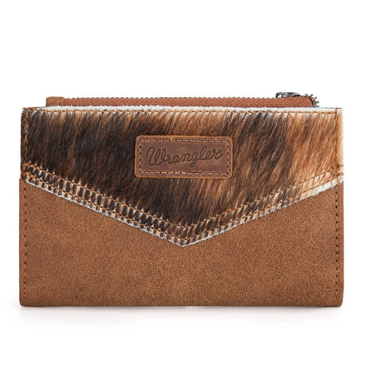 Wrangler - Genuine Hair-On Cowhide Card Holder Bi-Fold Wallet