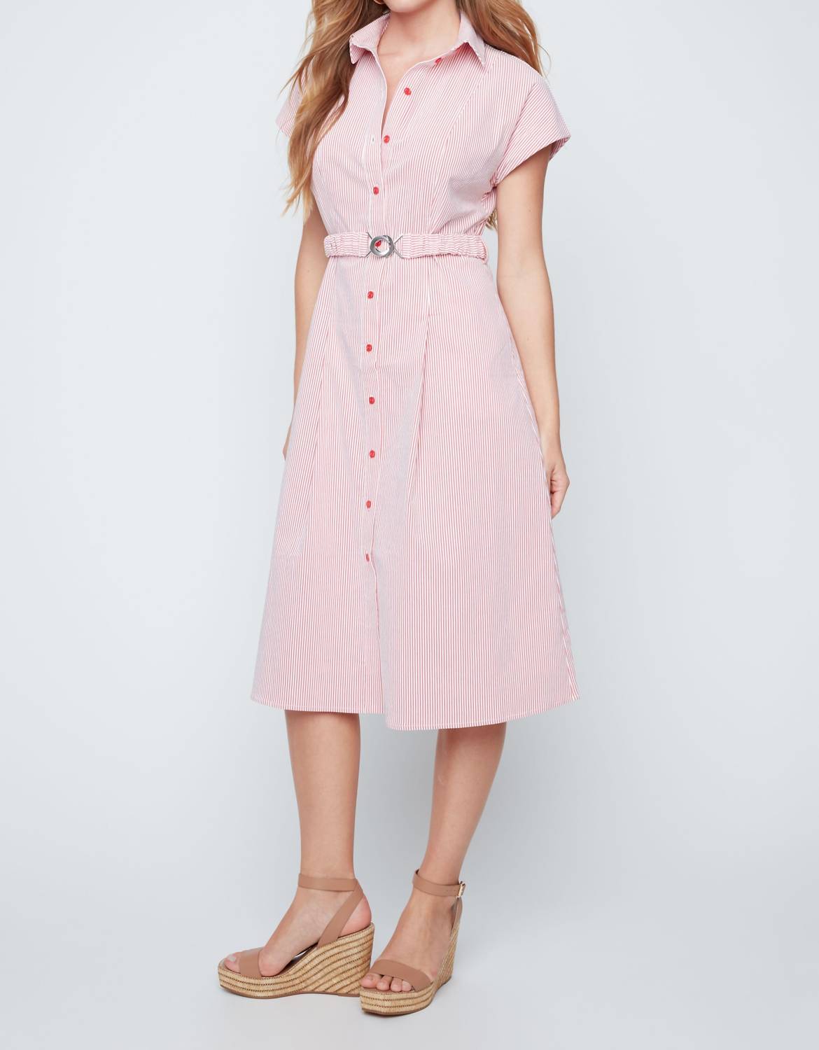 Renuar - Mint To Blush Stripe Midi Dress