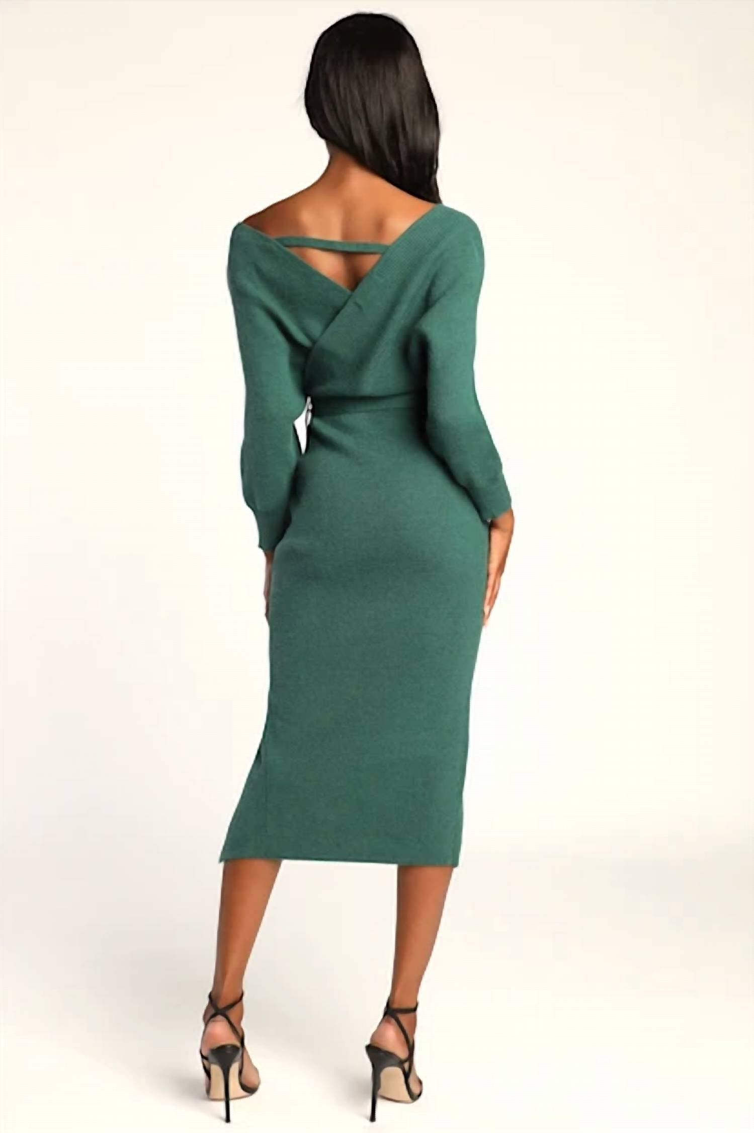 Lulus - Fall Into Fashion Dolman Sleeve Sweater Midi Dress