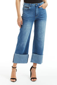 Tractr - Selvege Cuff Mid Rise Straight Jean