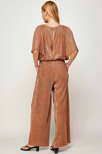 See And Be Seen - Metallic Pleats Jumpsuit