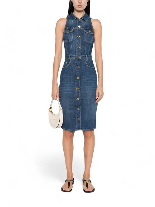 Elisabetta Franchi - DENIM SLEEVELESS MIDI DRESS