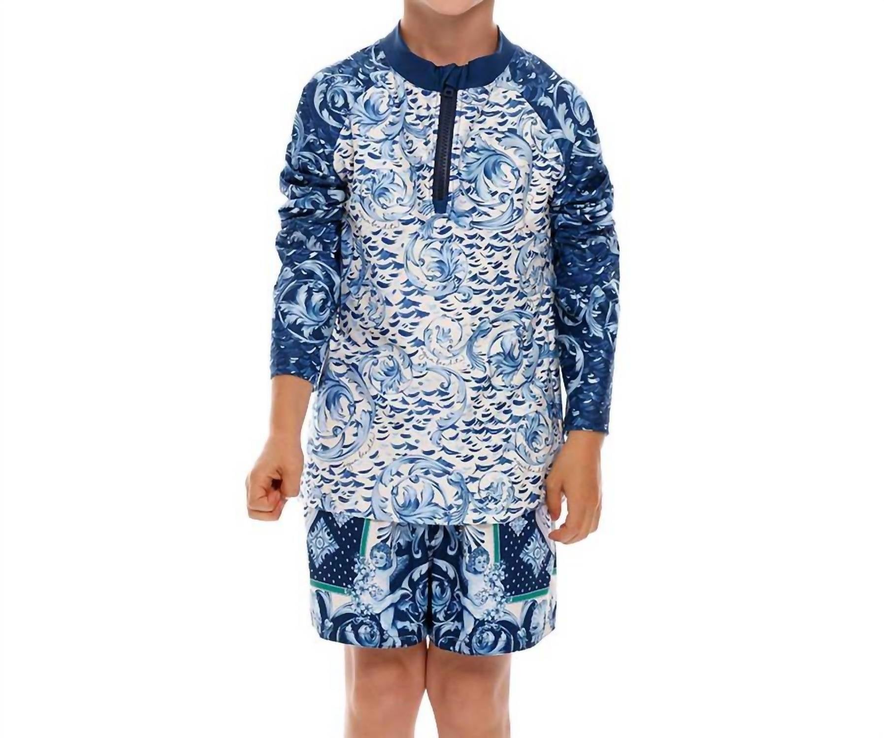 AGUA BENDITA Kids' Cardumen Noah Rashguard in blue - kids' item