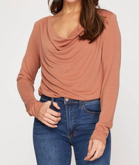 She + Sky - Cowl Neck Knit Bodysuit