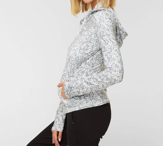 FLORAL PRINT FULL ZIP HOODIE