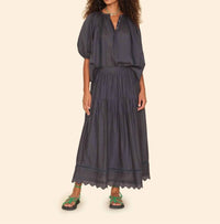 XIRENA Tilda Midi Skirt in obsidian - women's skirt - alternate view