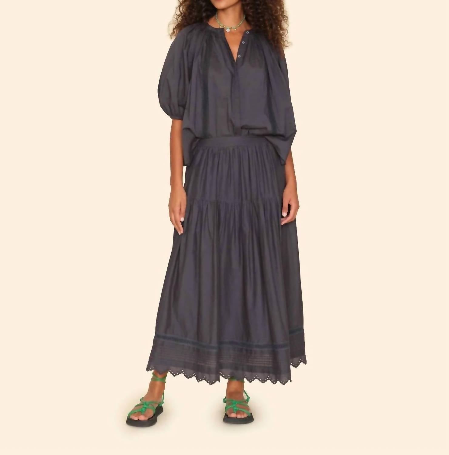 XIRENA Tilda Midi Skirt in obsidian - women's skirt - alternate view