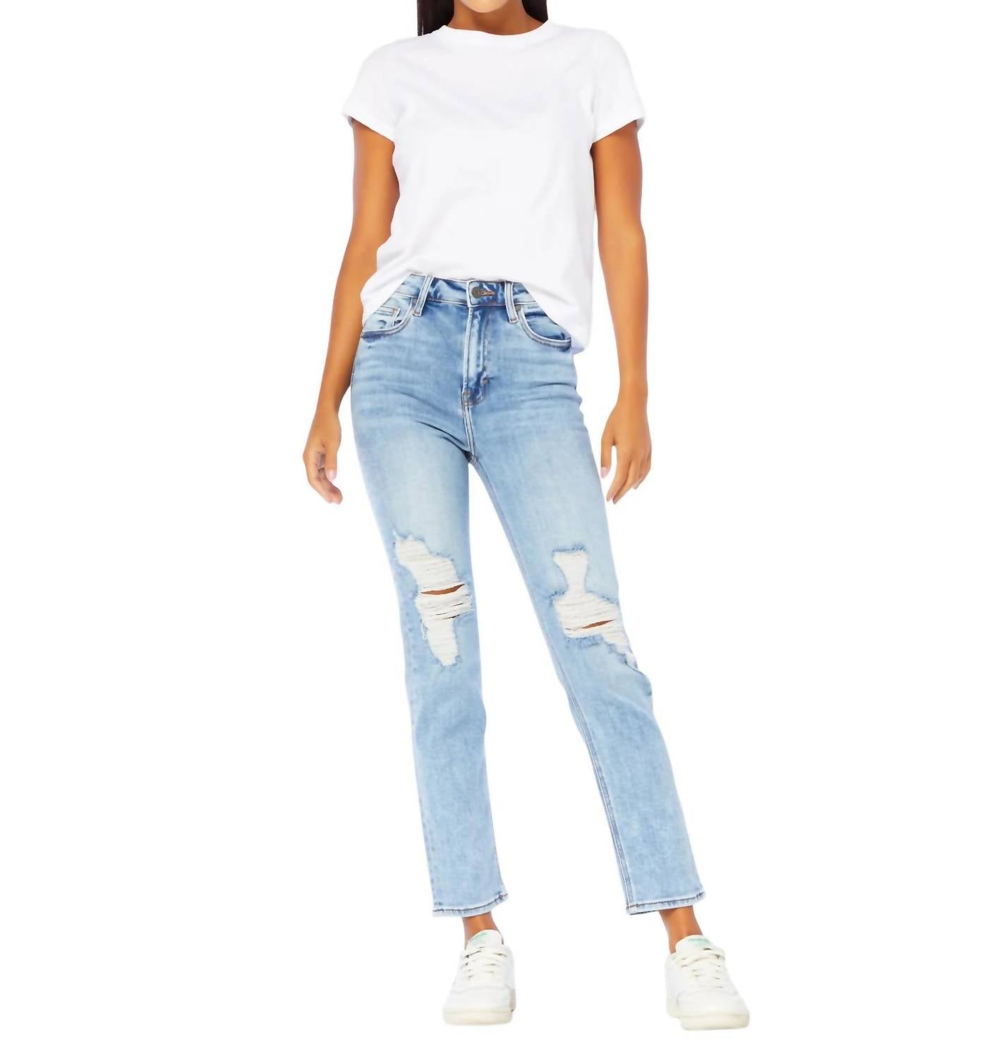 Hidden - Zoey Basic Distressed Mom Jean