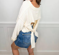 Bucketlist - Cutout Back Adjustable Tie Pullover Crop Top