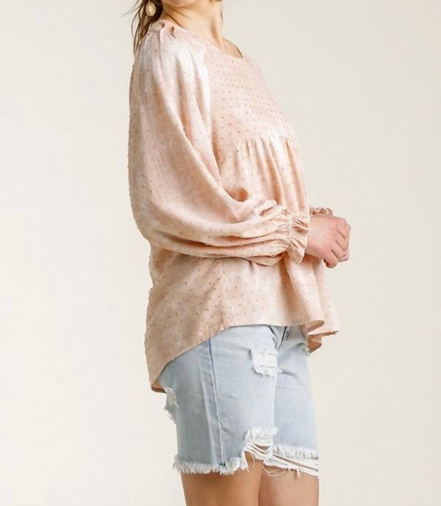 Umgee - Swiss Dot Babydoll Blouse
